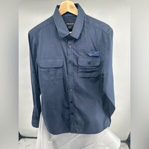 Damante blue long Sleeve Casual Button Down Shirt blue